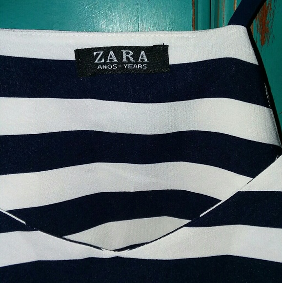Zara sz small navy and white striped top. - Picture 3 of 4